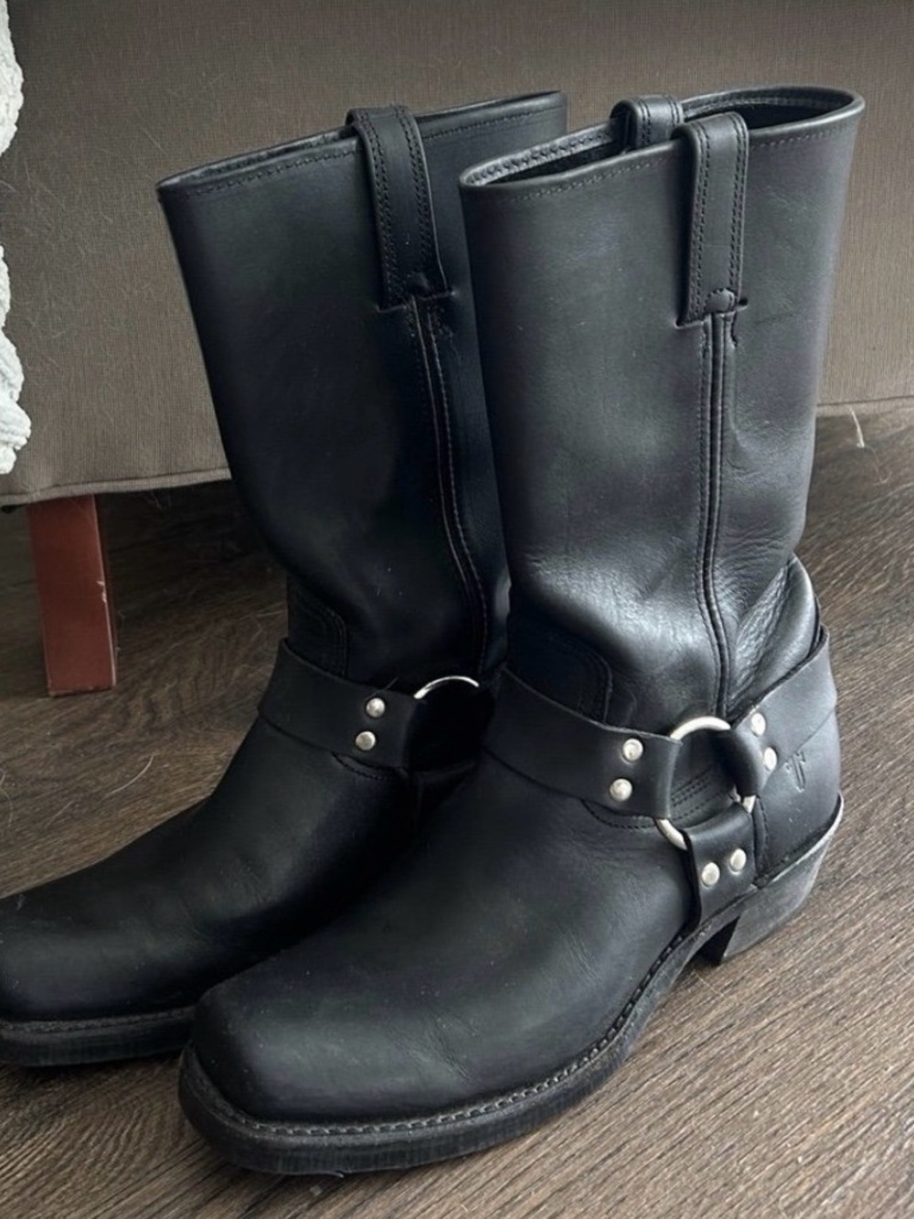 Frye 12r Black Motorcycle boots
